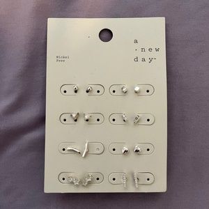 Crystal Star and Heart Stud Earring Set 8pc